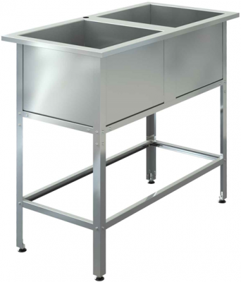 Ванна моечная “СТАНДАРТ” ВМЭ-2/600 Н (850х1400х700) (каркас нерж.)