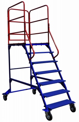 Лестница передвижная, шесть ступеней ЛС 6 2150х670х1390 с колесами d160мм