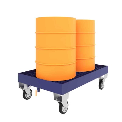 Поддон металлический для бочек ПДБ 2, г/п 500 кг (1356х846). Комплект литых колес с тормозом Ø160 мм в Сочи купить недорого. Держим цены!